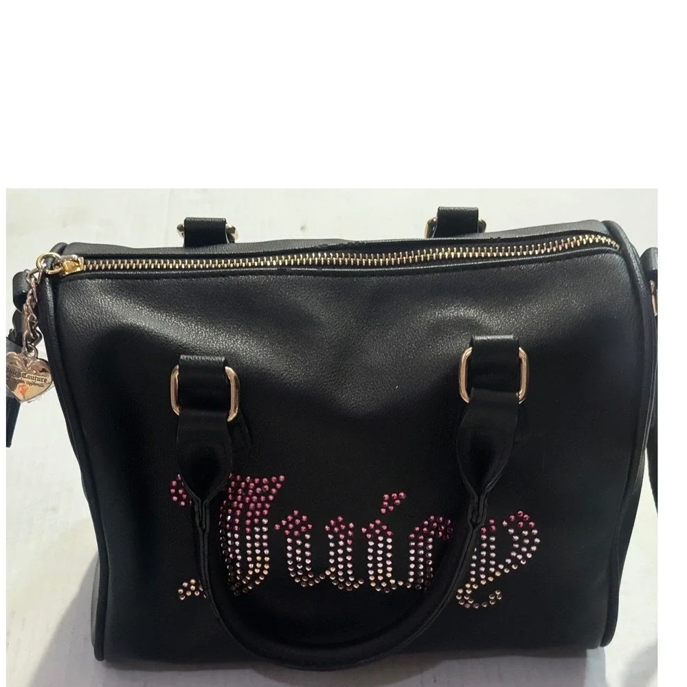 Juicy Couture Viral Black Rhinestone Logo Satchel Crossbody Bag new w/o tags